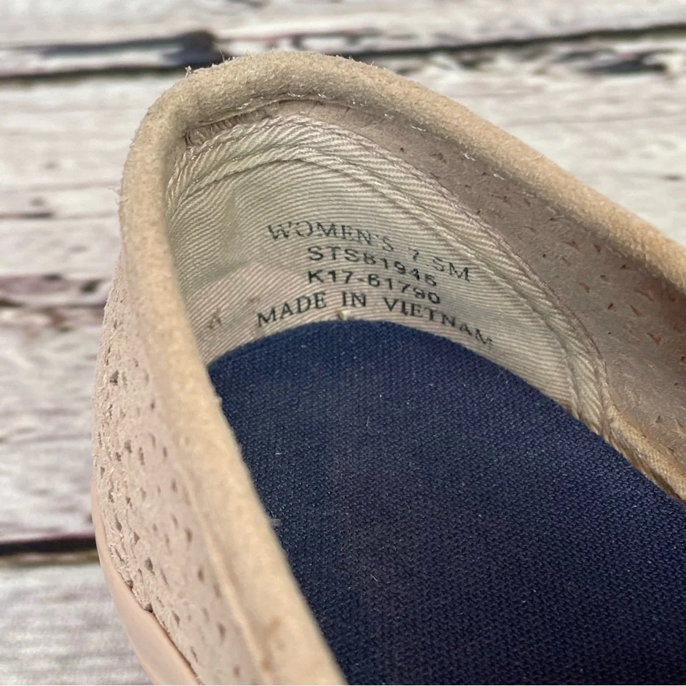 Sperry Seaside Nautical Light Pink Perforated Slip On Loafer Shoes‎ Women’s 7.5M